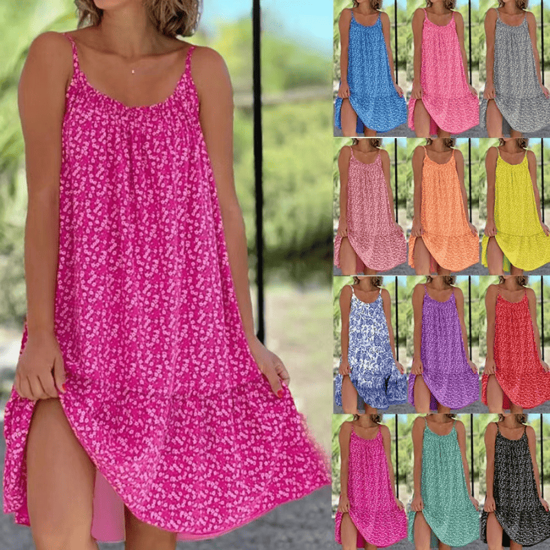Luxe Blumenkleid mit schmalen Trägern