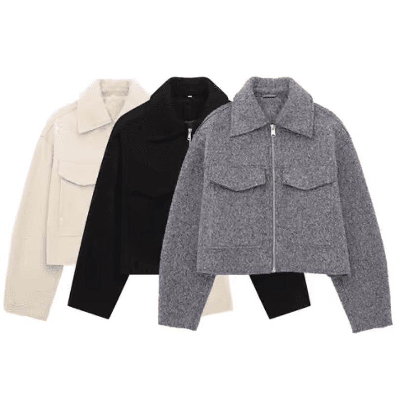 Bouclé-Jacke mit Reißverschluss – Trend Herbst/Winter 2025