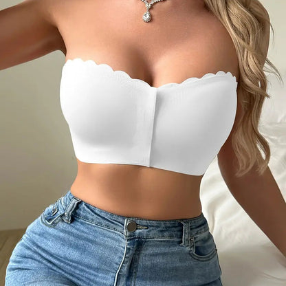 🥇🔥Letzter Tag 50% Rabatt!🔥Nahtloser trägerloser Bandeau-BH mit Frontverschluss