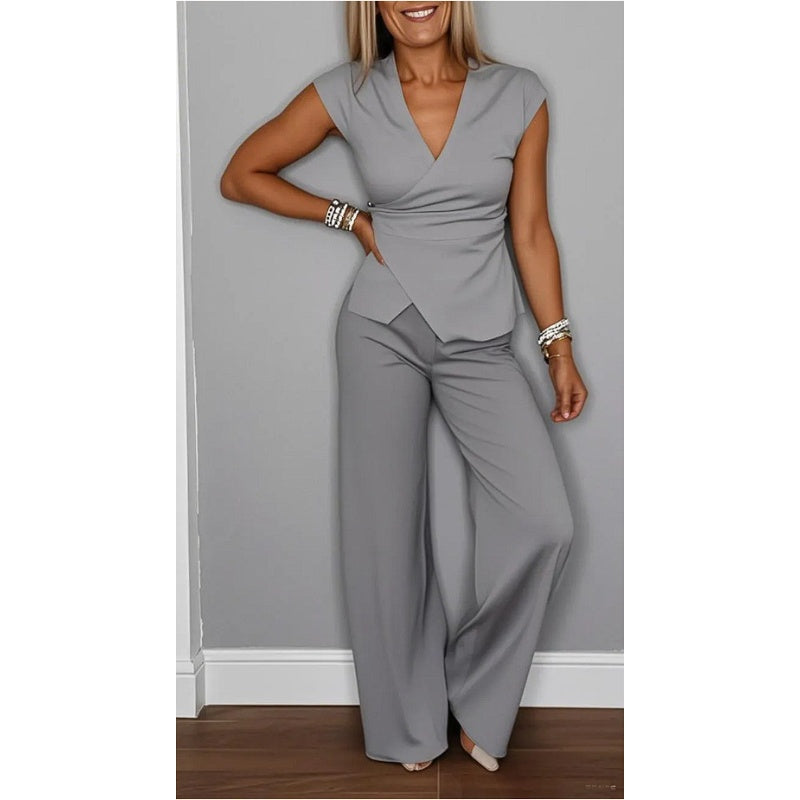 ⏳Begrenzte Zeit 50% Rabatt💥Elegantes Damen-Set aus Oberteil und Hose mit V-Ausschnitt