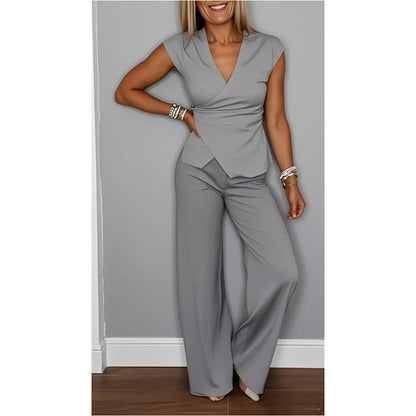 ⏳Begrenzte Zeit 50% Rabatt💥Elegantes Damen-Set aus Oberteil und Hose mit V-Ausschnitt
