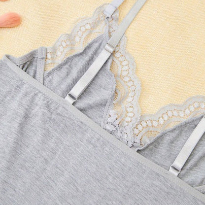 ⏳Begrenzte Zeit 50% Rabatt💥Sexy Nachthemd mit Spitzenbesatz, Schlitz und Schleifendekor für Damen